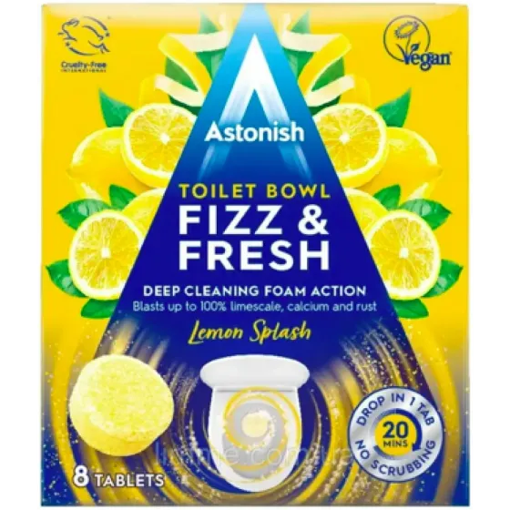 Таблетки для чищення унітазів Astonish Fizz&Fresh з ароматом лимона 8 шт. Львів