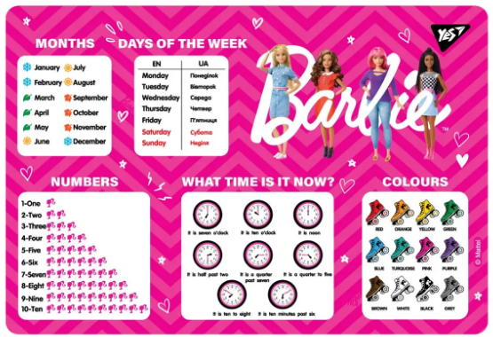 Підкладка настільна А3 "Yes" Barbie англійська, 492056, шт Київ