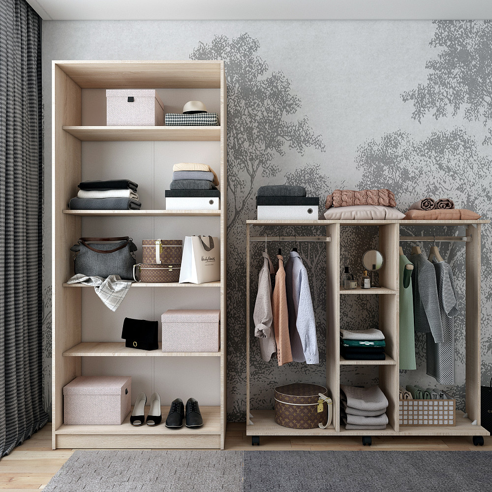 Шафа розпашна з полицями Doros Промо 90х48х204 см Дуб сонома (DRS-011200) Львів - фото 6