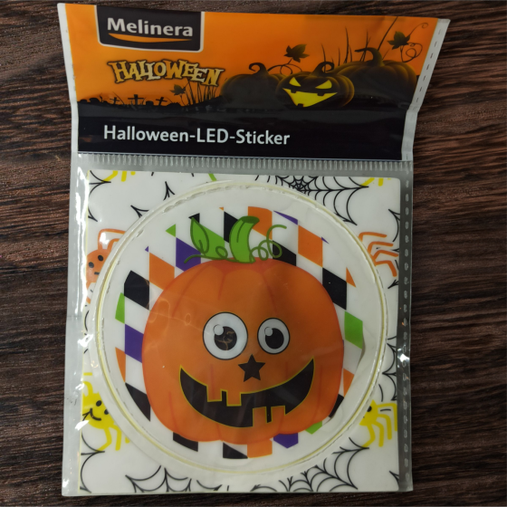 Наліпка на Хелловін 8 см зі світлодіодами Гарбуз помаранчевий Київ