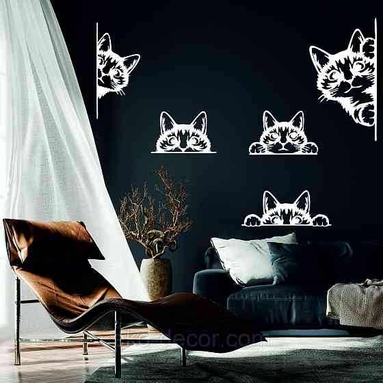 Декоративне настінне Панно «Кіт» Декор на стіну (1 шт/1 кіт)) 30*20 см, Білий Київ