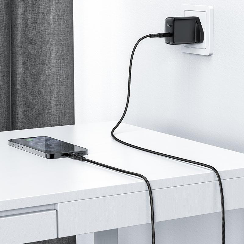 Кабель ACEFAST C4-01 Type-C to iP 3A, 30W, 1.8m, nylon, zinc connectors, Black Київ - фото 7