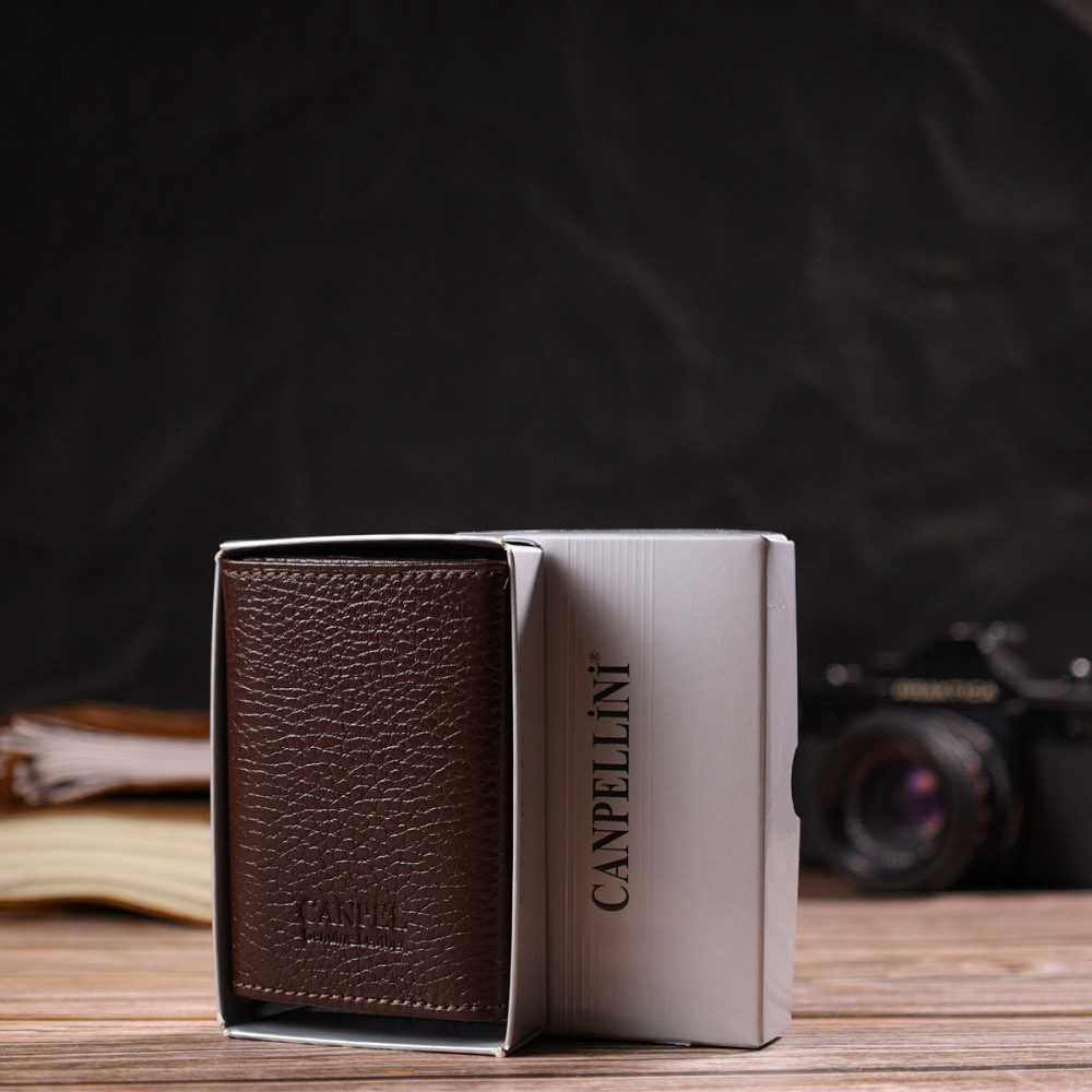 Чоловічий картхолдер у три складання з автоматичним механізмом з натуральної шкіри флотар (CANPELLINI) Київ - фото 4