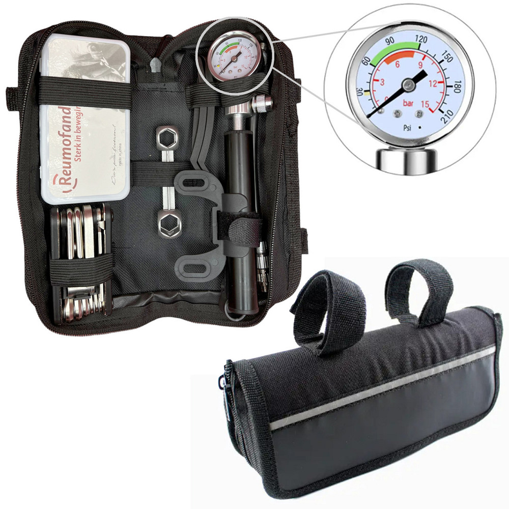 Велосипедна сумка з набором інструментів та насосом з манометром Feel Fit Бровари - фото 1