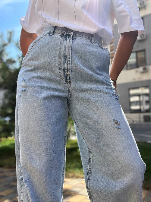 Джинсы женские Its Basic 03097 SKATER широкие косые карманы рваные, голубой, 32, 32 Одесса - изображение 8