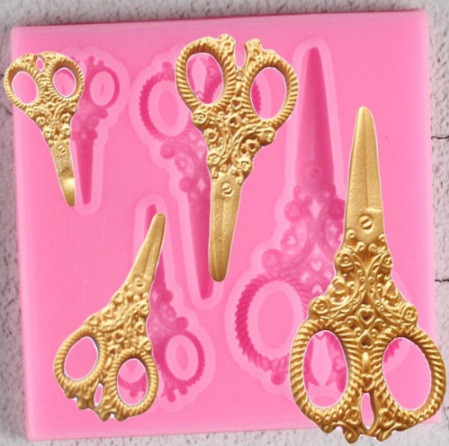 Силіконовий молд Ножиці 76 на 76 мм рожевий Київ - фото 1