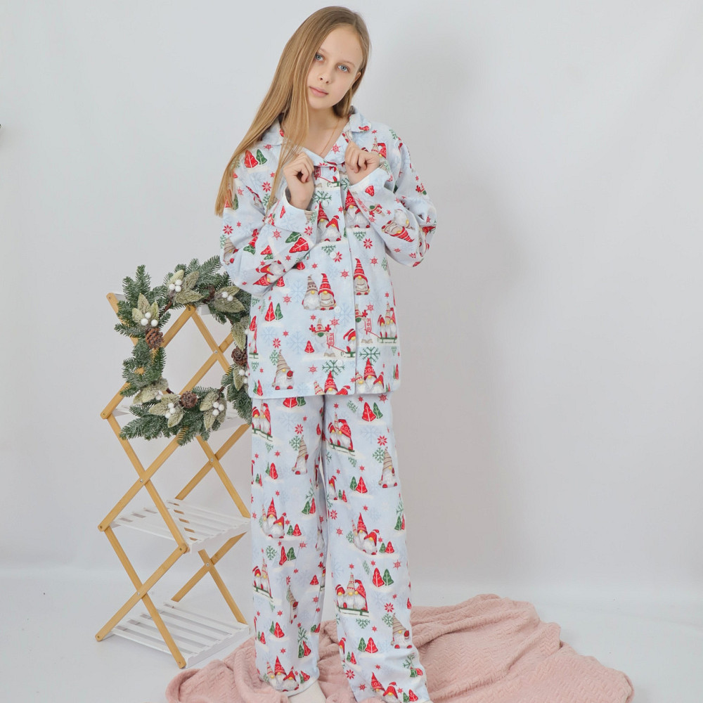 Бавовняна новорічна дитяча піжама з гномами (сорочка+штани) Кам'янець-Подільський - фото 2