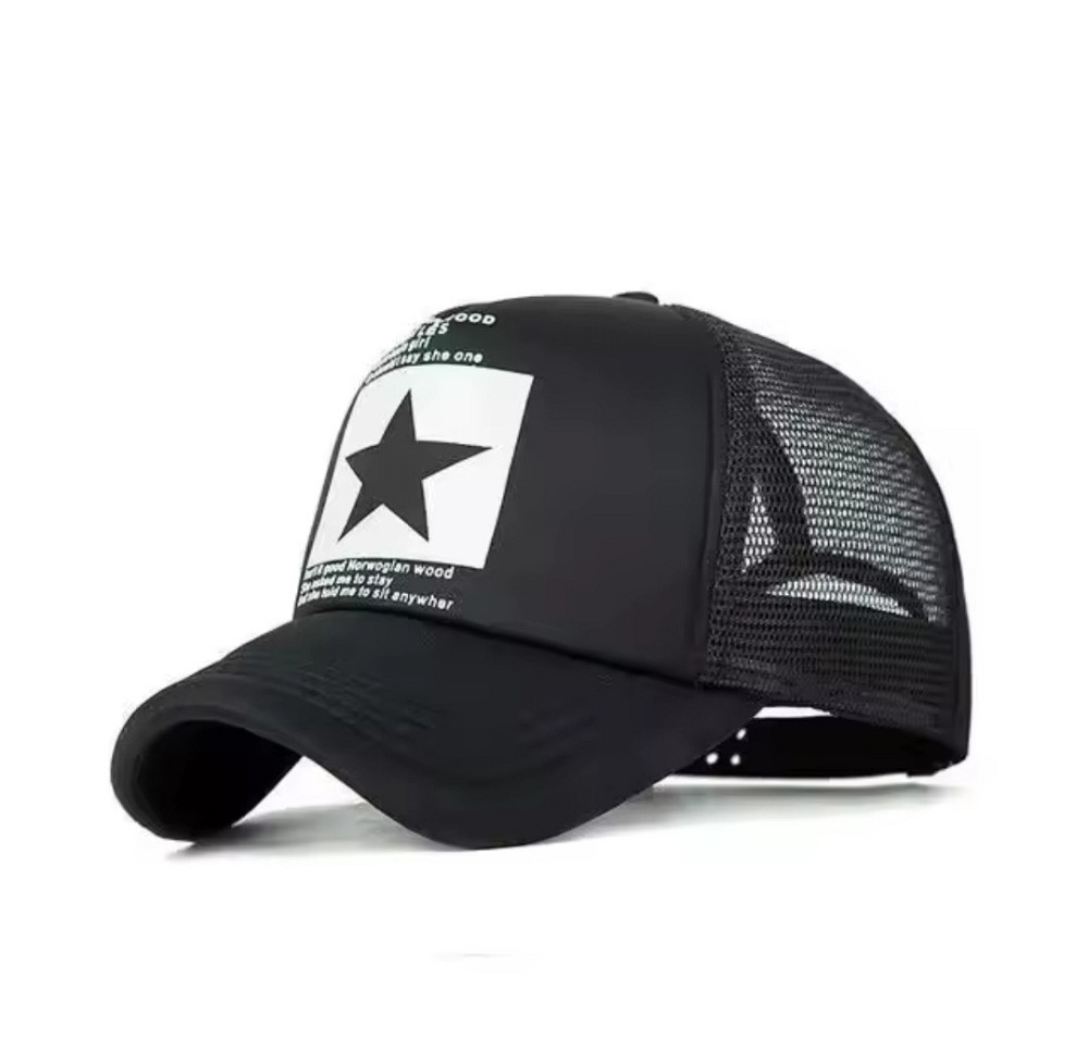 Летняя бейсболка в сеточку с принтом звезда для мужчин и женщин 54-60 черный с белым Киев - изображение 6