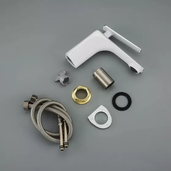 Змішувач для умивальника Frap F1058 білий/хром Київ