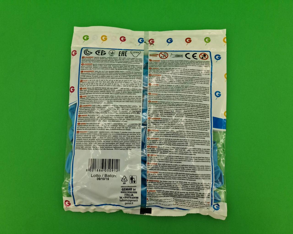 Повітряні кульки 5" (13 см) пастель світло-блакитний 100 шт Gemar (1 пачка) Харків - фото 4