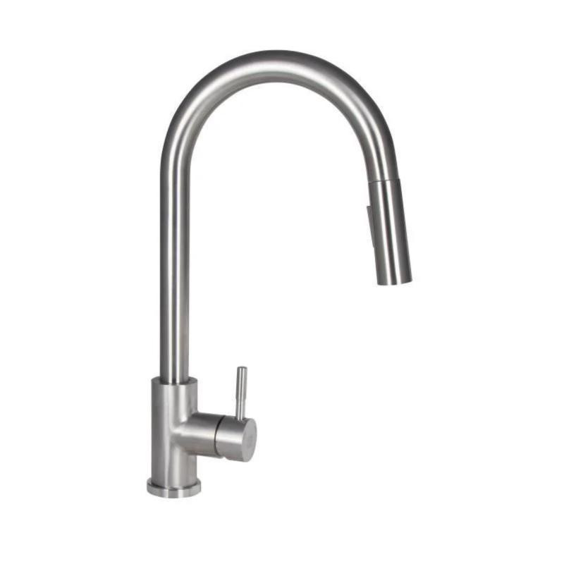 Смеситель для кухни Lidz Aria 04U-SFS с выдвижным изливом (LD376AR43397) сатин Киев - изображение 1