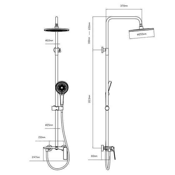 Душевая система пристенная Qtap Slavonice на два потребителя QTSLA110CRM45912 Chrome Киев