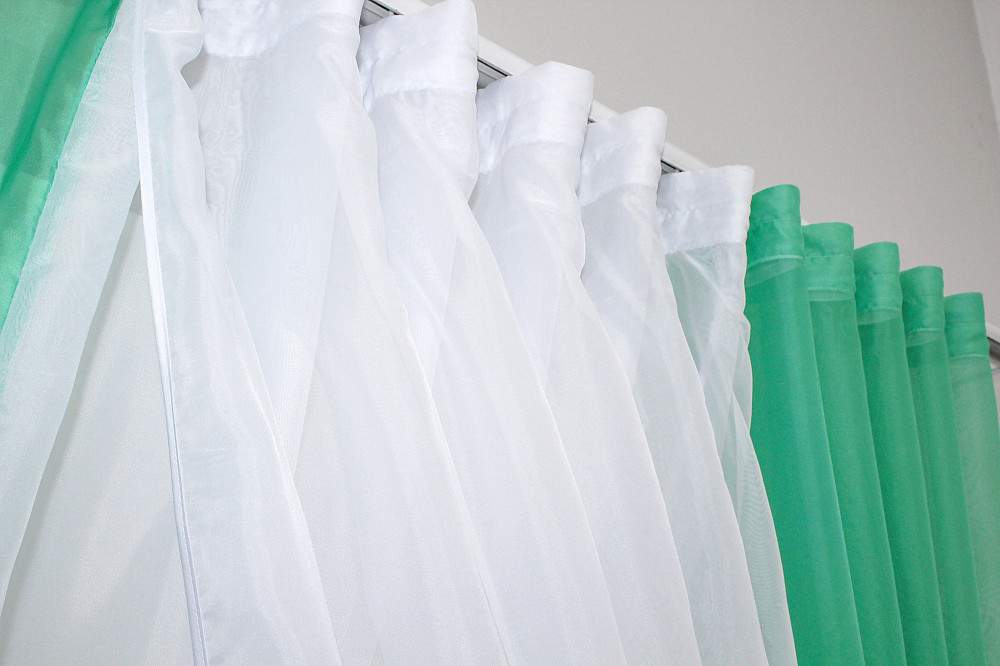 Кухонные шторки VR-Textil № 096к с подвязками мятный с белым 400х170 см (50-993) Киев - изображение 4