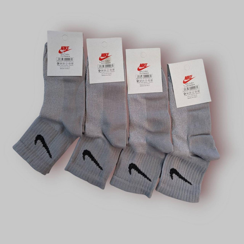 Дитячі якісні бавовняні шкарпетки Сірого кольору середньої висоти в наборі 4 штук Nike. Розмір 31-34 Київ - фото 2