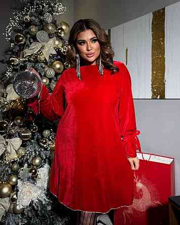 Жіноче привабливе оксамитове плаття прямого силуету Червоний, 50/52 Одеса