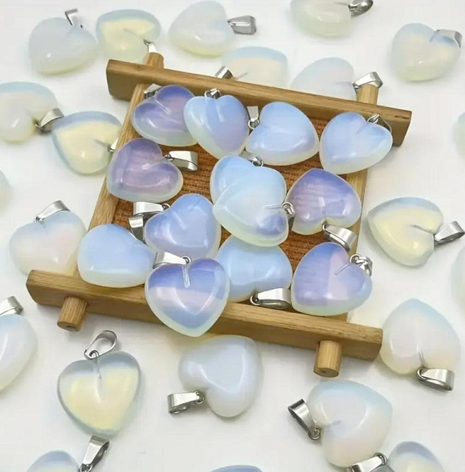 Подвеска в форме сердца из опала, камень для украшений и кулонов, 2×2 см. Киев - изображение 2