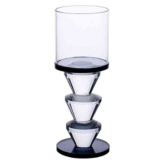 Декоративний скляний підсвічник на ніжці, сірий Київ