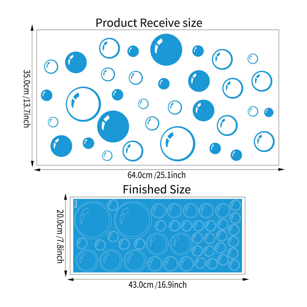 Наклейка в ванную Пузырьки матовые 20 на 43 см голубой Киев - изображение 2