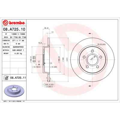 Тормозной диск Brembo 08.A725.10 Винница