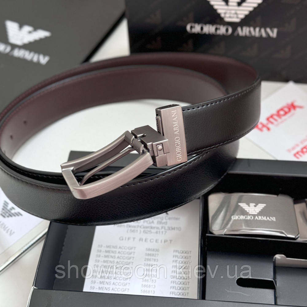 Мужской кожаный ремень с двумя пряжками, подарочная упаковка GA (314) Киев - изображение 6