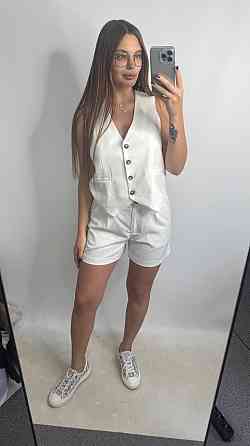 Лляний костюм-трійка в класичному стилі Молочний XS-S Харків