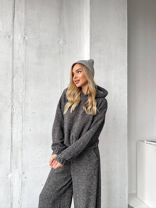 Женский теплый уютный костюм двойка из альпаки Черный, 42/44 Одесса - изображение 3