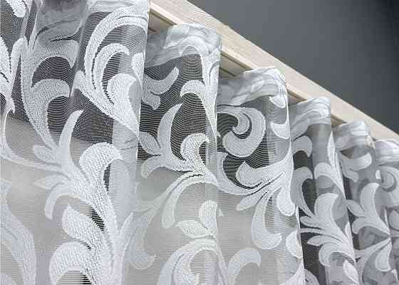 Короткая тюль, высота 1,5 м., жаккард цвет белый 1597т Киев