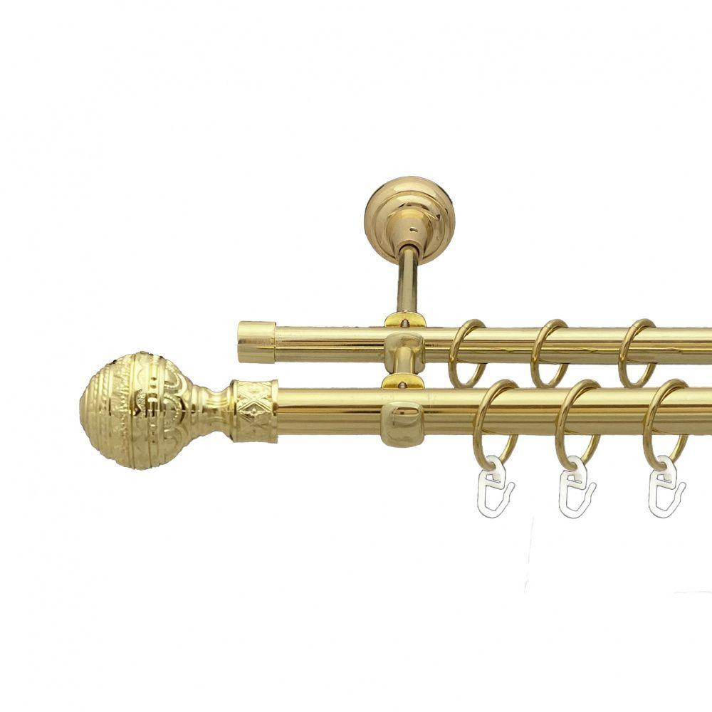 Карниз Orvit Арабеска металевий дворядний відкритий гладка труба кільце металеве Золото 19\16 мм 300 см (00-00012957) Львів - фото 1