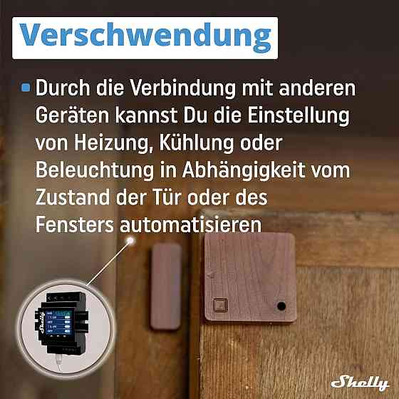 Shelly Blu Door/Window Brown Bluetooth датчик дверей и окон с датчиком освещённости мгновенная реакция iOS Киев