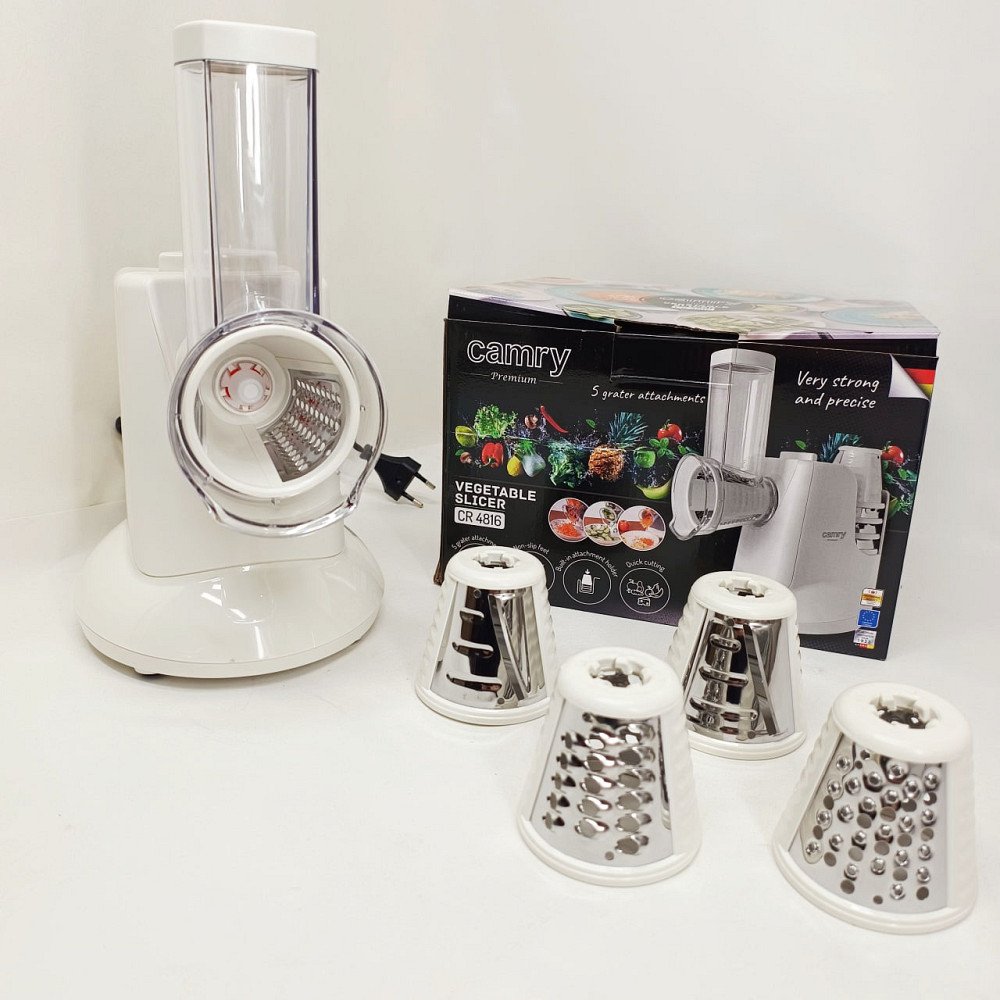 Електрична овочерізка Camry CR 4816 150Вт з 5 змінними насадками для швидкого овочів XZ-89 Львів - фото 9