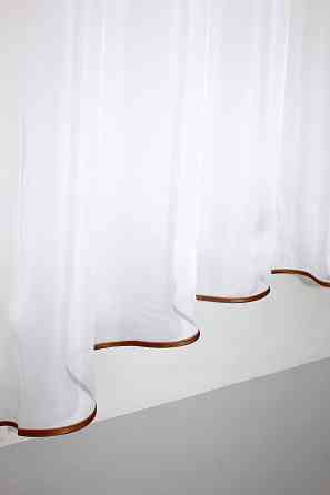 Кухонная тюль арка с ламбрекеном VR-Textil № 025к белый с коричневым 280х170 см (52-0559) Киев