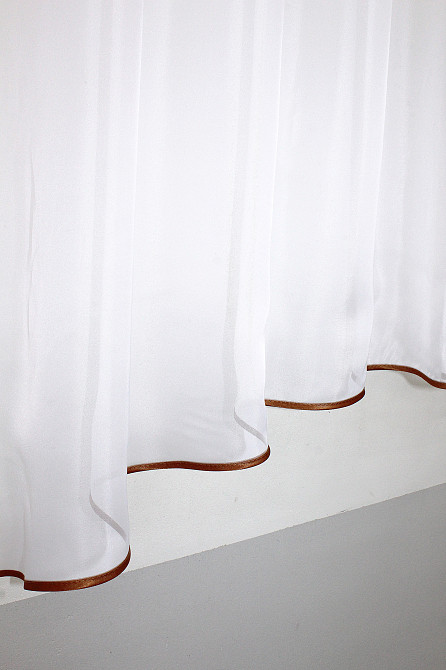 Кухонная тюль арка с ламбрекеном VR-Textil № 025к белый с коричневым 280х170 см (52-0559) Киев - изображение 4