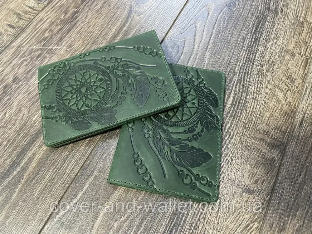 Вінтажна шкіряна обкладинка на паспорт з тисненням Ловця Снов (dreamcatcher) SHVIGEL Київ - фото 19