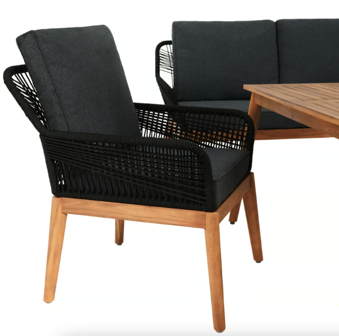 Комплект садових меблів для тераси двору балкона набір столу та стільців для відпочинку Di Volio Albenga чорний Київ - фото 5