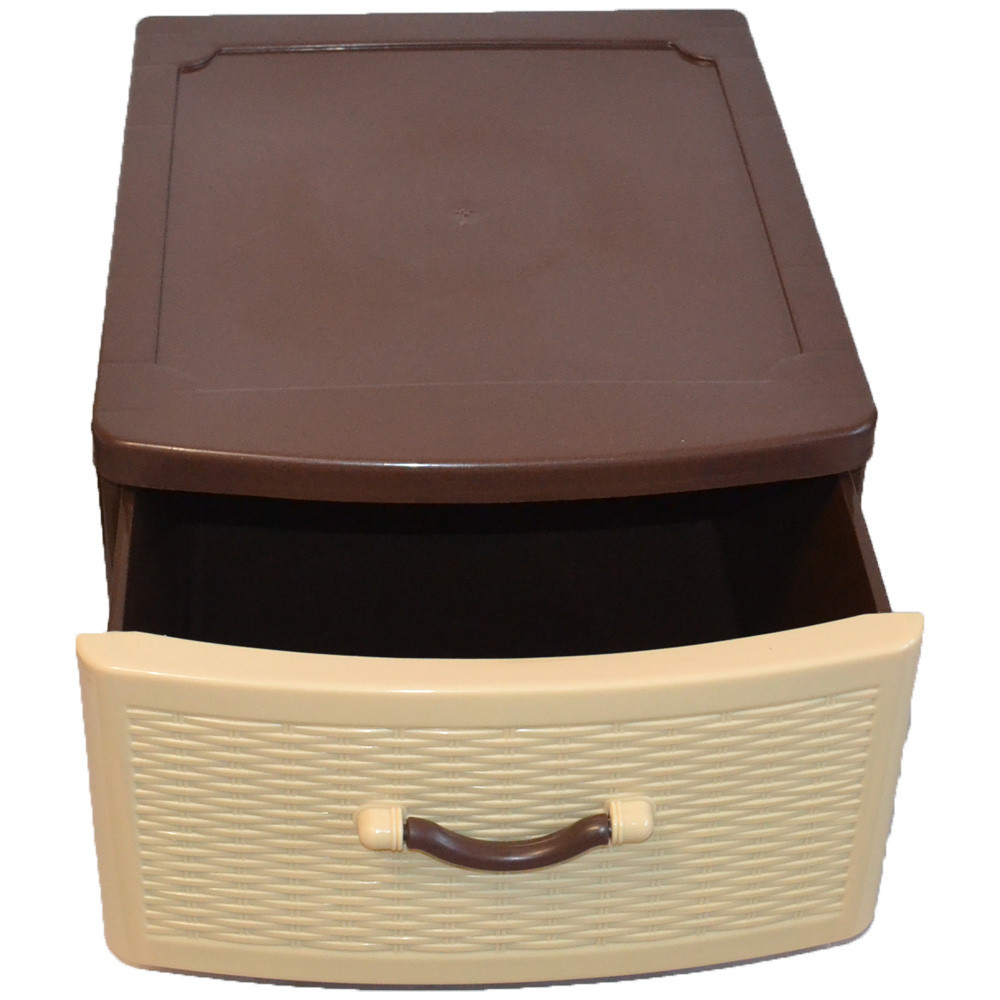Комод пластиковый Efe Plastics 1 ящик 27х46х38, ротанг, бежевый. Эфе пластик Одесса - изображение 3