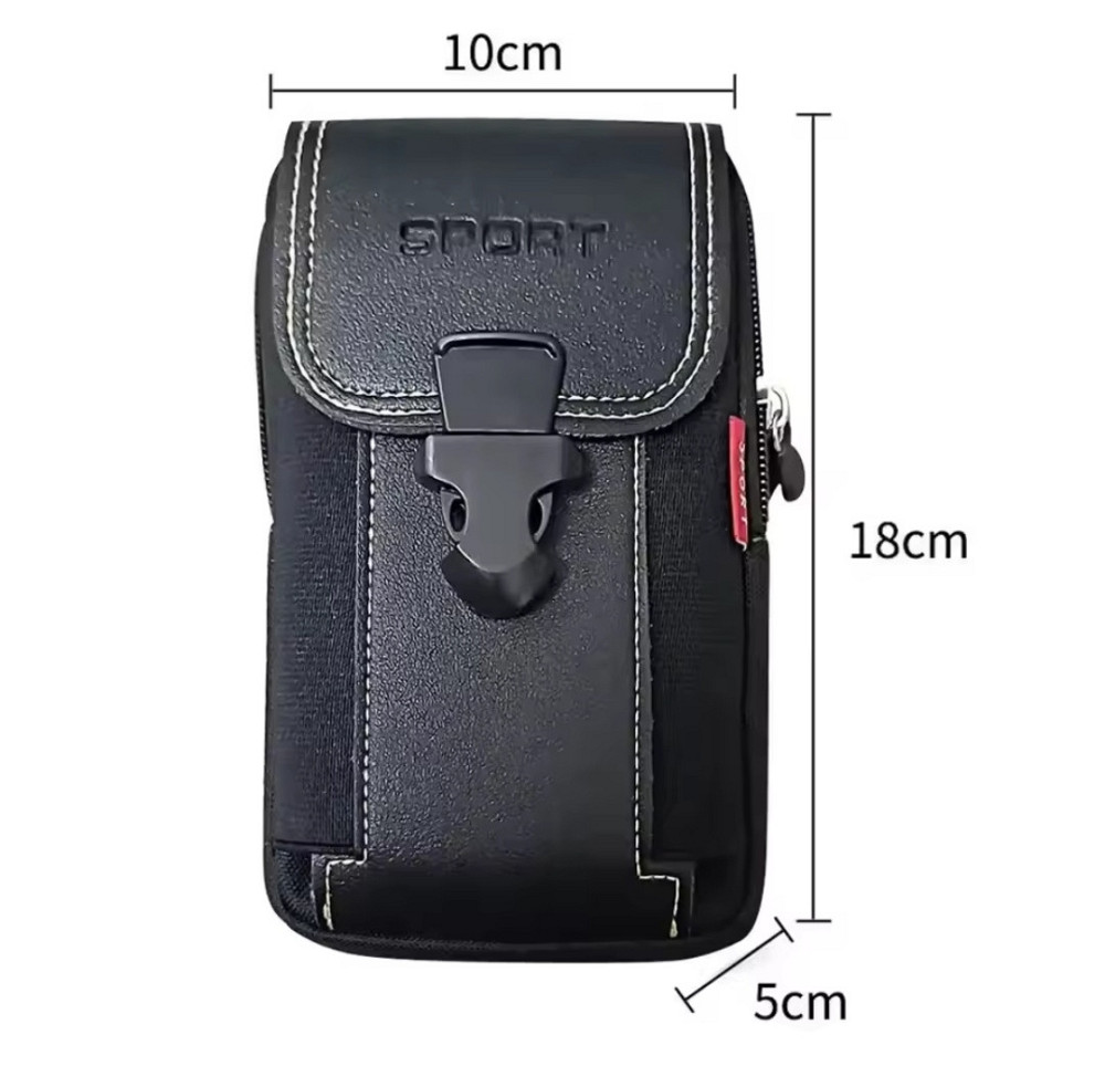 Мужская поясная сумка с карабином 2 кармана 18 на 10 см черный Киев - изображение 3