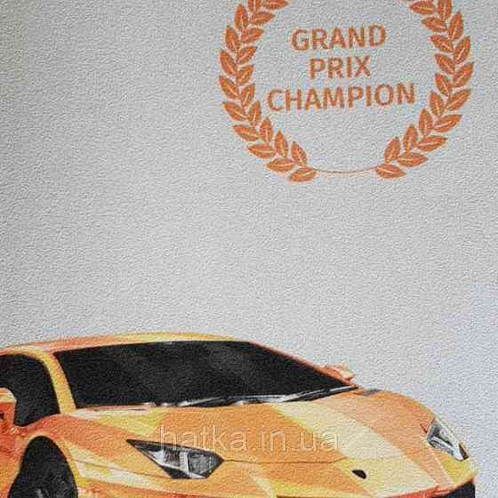 Шпалери вінілові на флізеліні AdaWall Ada Kids метрові дитячі для хлопчиків тачки перегонові машини на сірому Київ