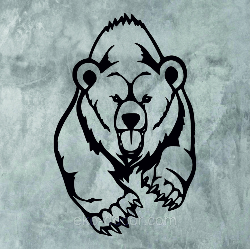 Декоративне настінне Панно «Ведмідь» Декор на стену 90*57 см, Чорний Київ - фото 10