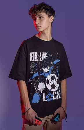 Футболка для мальчика аниме Йоикхи Ісаги Блуе Локк оверсайз (рост от 165 до 180 ) Черний AnimeJ0862m Днепр