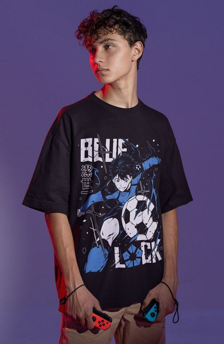 Футболка для мальчика аниме Йоикхи Ісаги Блуе Локк оверсайз (рост от 165 до 180 ) Черний AnimeJ0862m Днепр - изображение 5