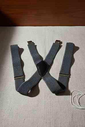 Підтяжки для штанів чоловічі сірі надійні на крест з металеві прищіпки Одеса