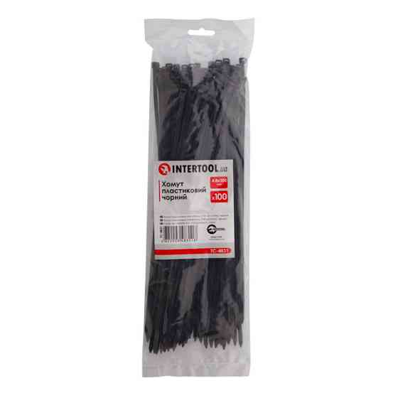 Хомут пластиковый, 4,8×300 мм, 100 шт/упак, черный INTERTOOL TC-4831 Киев