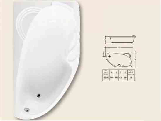 Кутова акрилова ванна Rak Ceramics Venice (1650 х 900 х 435 мм) права Рожева Вінниця