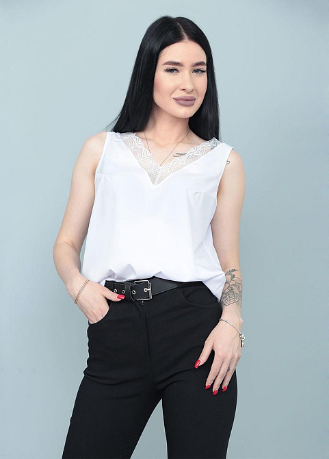 Літня блуза з глибоким декольте "Gloria" оптом | Норма і батал Київ - фото 8