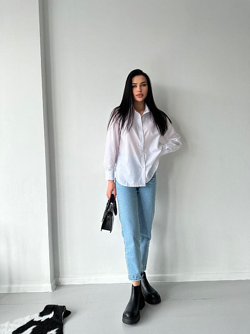 Жіноча базова біла сорочка з бавовни 46/48 Одеса - фото 3