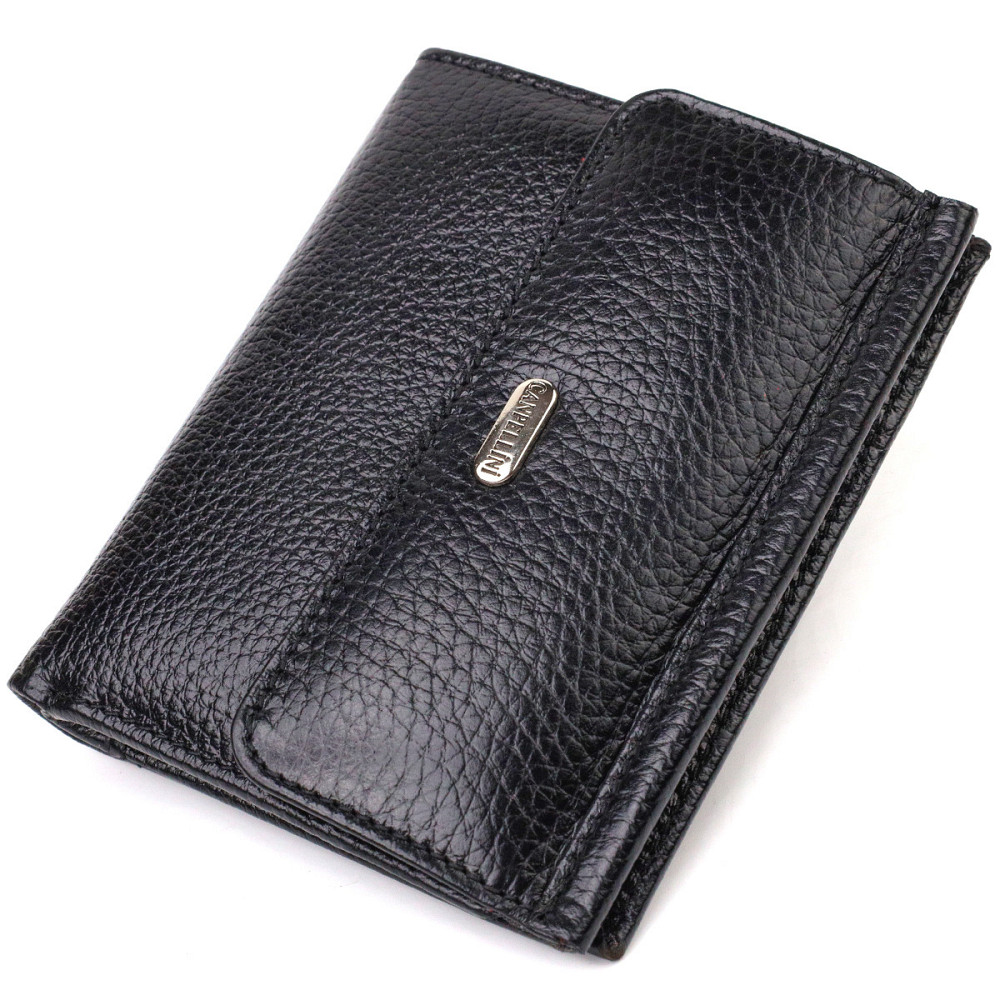 Кошелек для женщин среднего размера из натуральной кожи флотар Черный (CANPELLINI) Киев - изображение 5