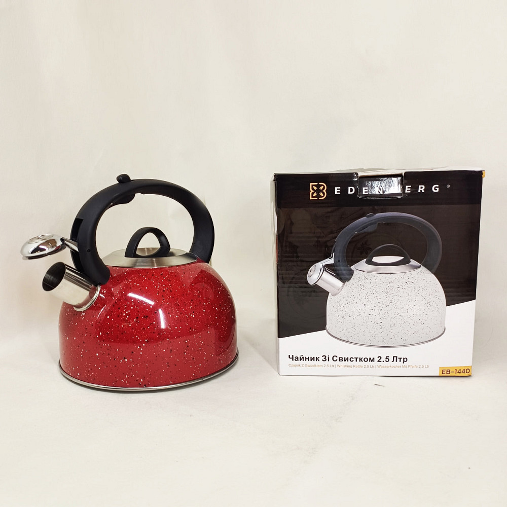Чайник на плиту зі свистком нержавіюча сталь Edenberg EB-1440 3л, Якісний чайник для газової плити MF-92 Івано-Франківськ - фото 1