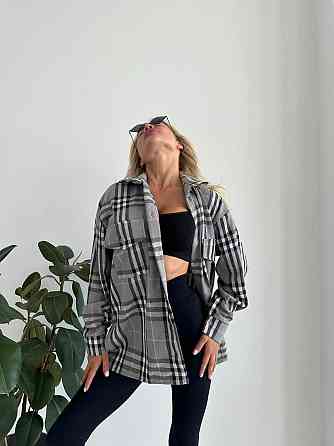 Жіноча тепла оверсайз сорочка в клітинку фланель 48/52 Одеса