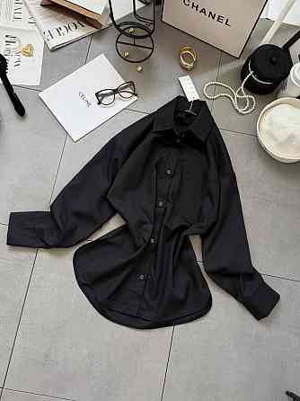 Жіноча базова сорочка на ґудзиках із бавовни Чорний, 42/44 Одеса