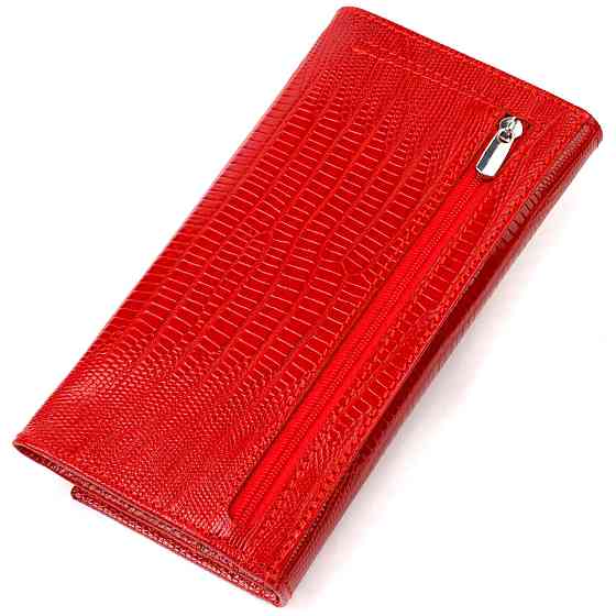 Яркий кошелек для женщин из натуральной фактурной кожи Красный (CANPELLINI) Киев